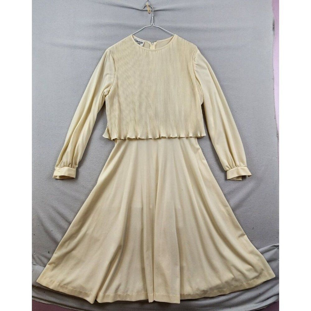 Vintage John Wynkoop for Penny Young Ivory Dress Size 14 1970s VTG